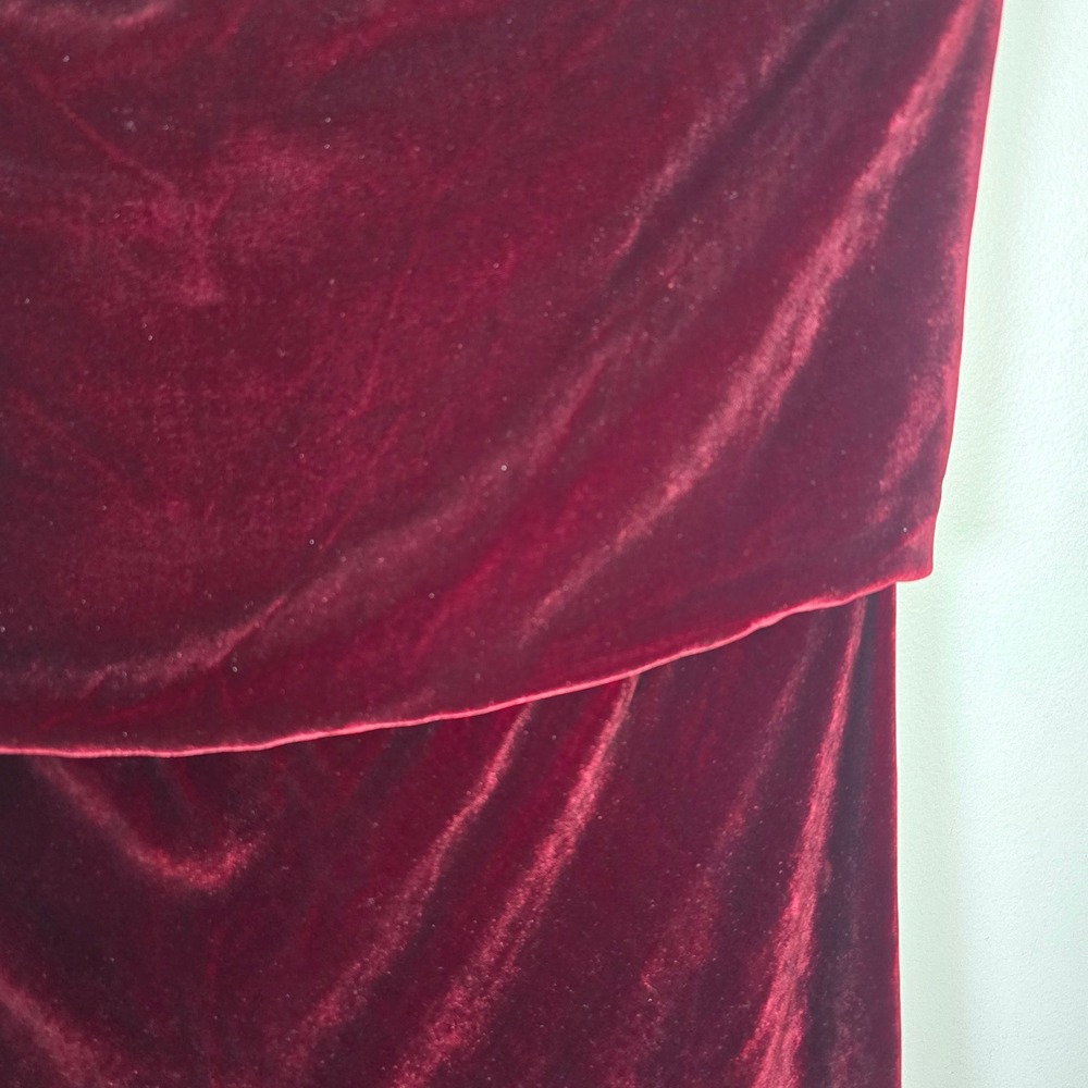 VTG J. Crew Burgundy Crushed Velvet Strapless Maxi Dress Size 10 Boho Romantic - Picture 4 of 4